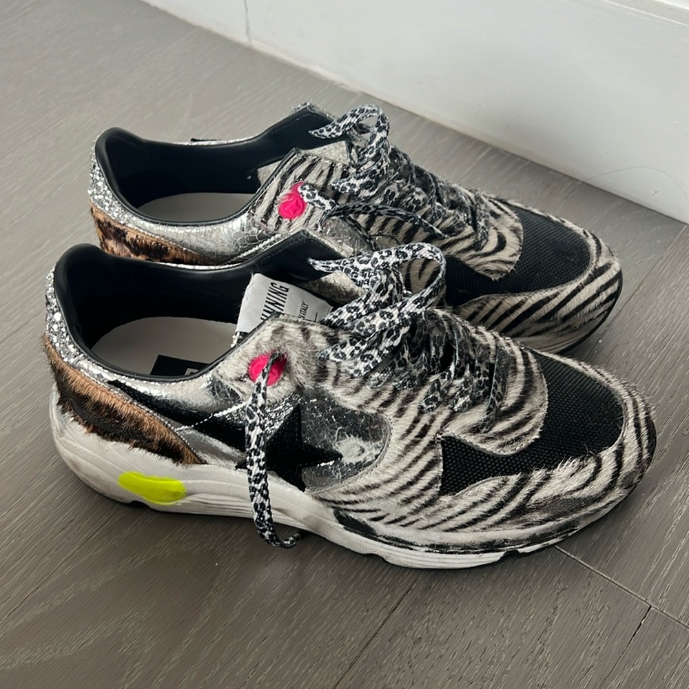 Brand New Running leather trainers Golden Goose zebra Multicolour size 37